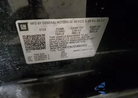 2018 Chevrolet Silverado C1500 Lt from USA, damaged, VIN 3GCPCREC9JG490903